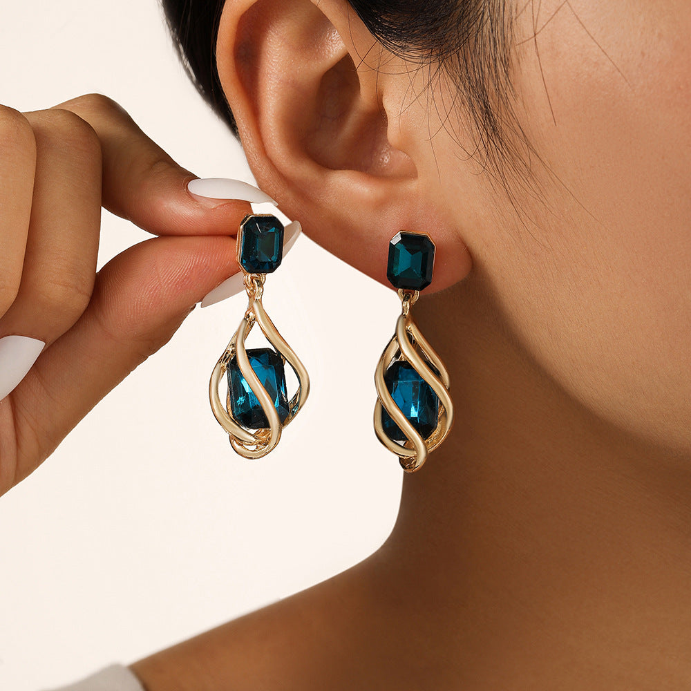 Retro Creative Fashion Emerald Women's Stud Earrings Gift Women's Earrings