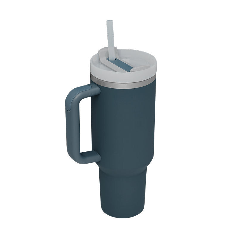 Winter Thermal Mug 40oz Straw Coffee Insulation Cup With Handle Portable Car Stainless Steel Water Bottle Large Capacity Travel BPA Free Thermal Mug
