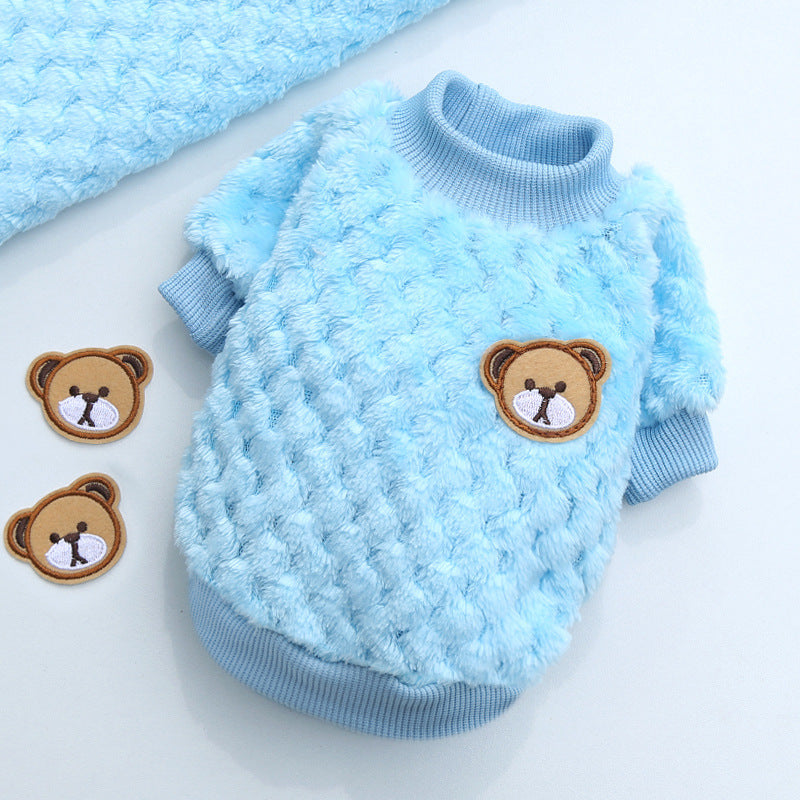 Coral Fleece Pet Clothing Dog Clothes Cat Clothes Pink Baby Blue Red Brown Clothes for Pets Size Teddy Fighting