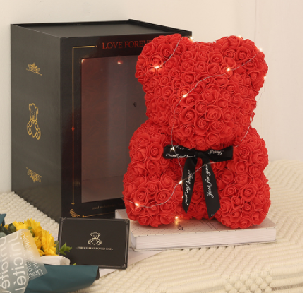 Rose Teddy Bear Eternal Flower Valentine's Day Gift PE Foam Bear 25cm