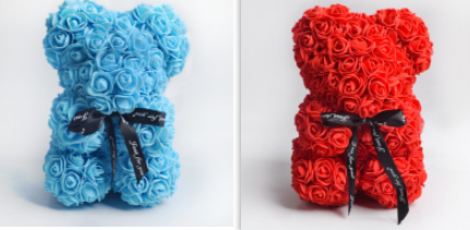 Rose Teddy Bear Eternal Flower Valentine's Day Gift PE Foam Bear 25cm
