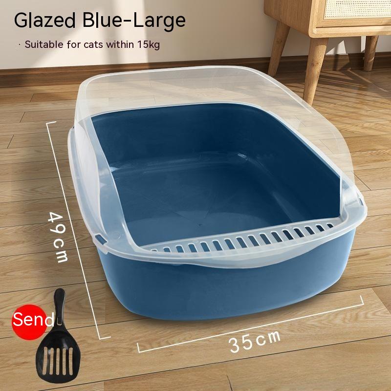 Semi Enclosed Anti Sand Cat Litter Box Cat Toilet Various Colors Pet Supplies Cat Waste Bin Pet Products for Fur Babies, Animals