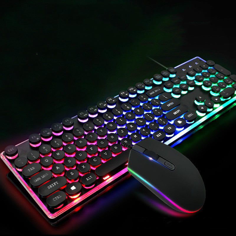 Colorful Crystal Luminous Gaming Keyboard Wired Keyboard Mouse Set Musician Keyboard