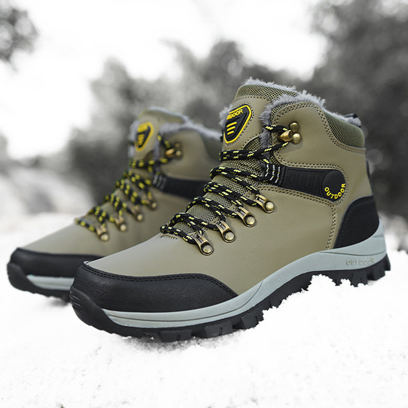 Men’s Winter Snow Boots for Men and Boys Warm Plush Ankle Boots Hiking Lace-up Shoes