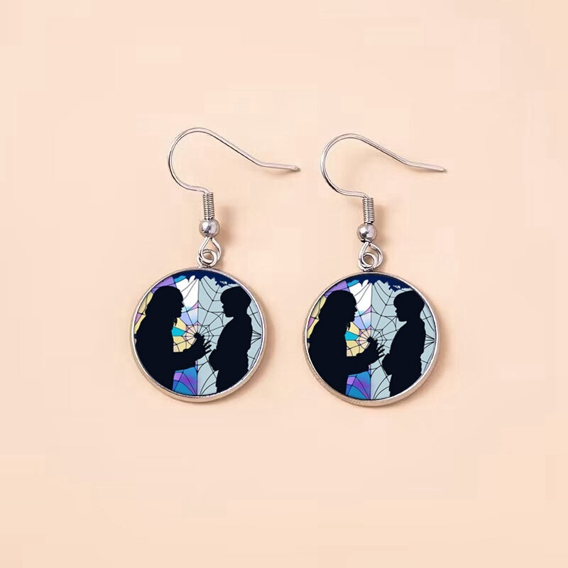 Punk Wednesday Stainless Steel Glass Dome Dangle Earrings For Women Girls