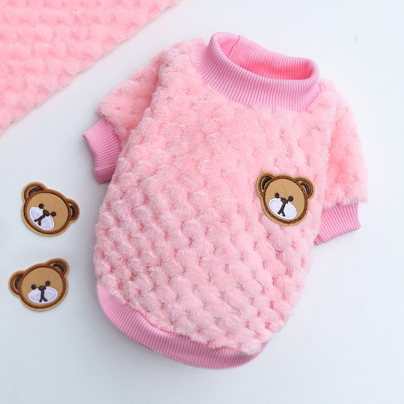 Coral Fleece Pet Clothing Dog Clothes Cat Clothes Pink Baby Blue Red Brown Clothes for Pets Size Teddy Fighting