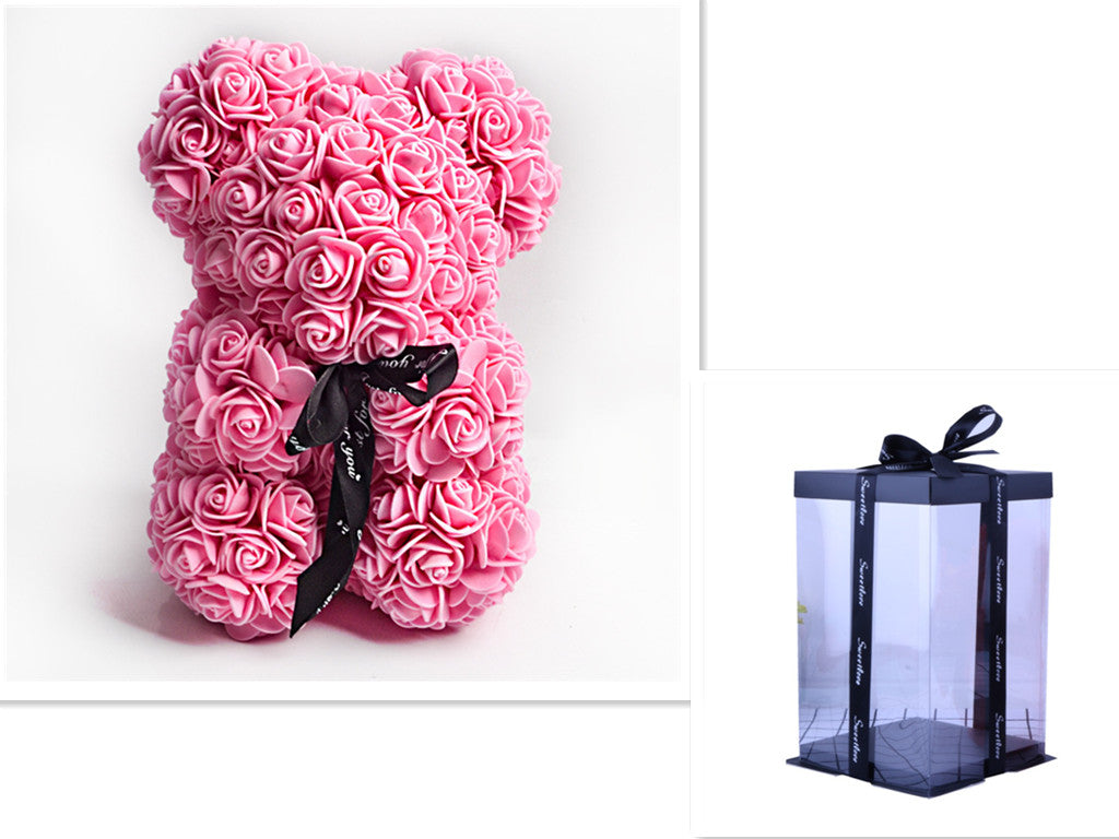 Rose Teddy Bear Eternal Flower Valentine's Day Gift PE Foam Bear 25cm
