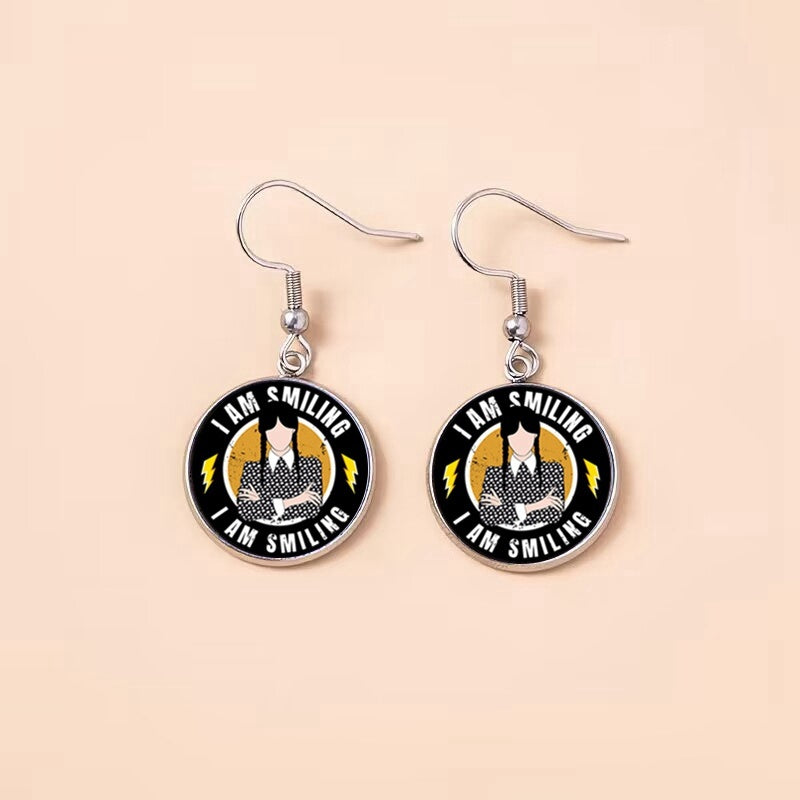 Punk Wednesday Stainless Steel Glass Dome Dangle Earrings For Women Girls
